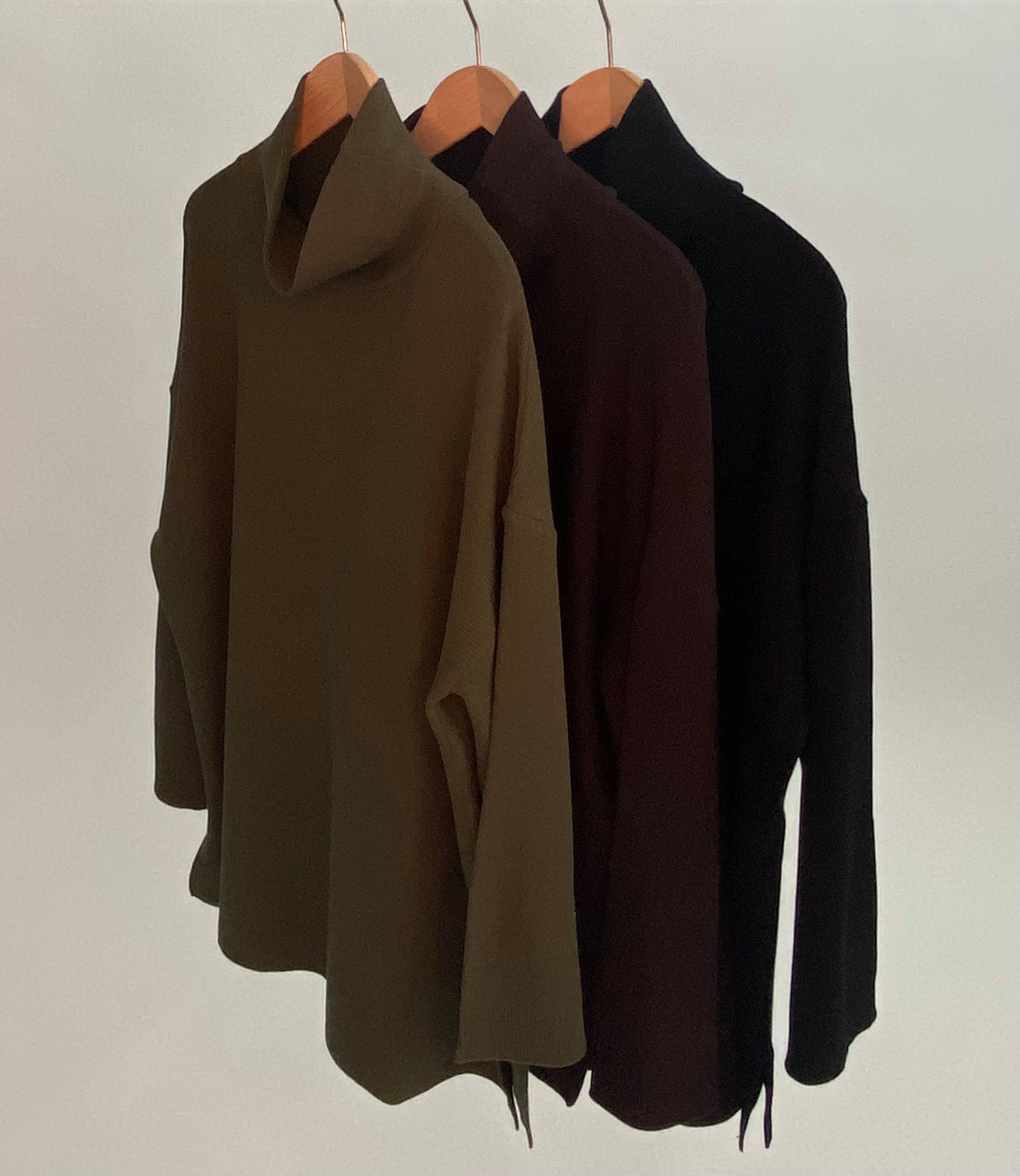 Zuckerwatte Stehkragenpullover kastiger Feinstrick Pullover Viskose Superstretch