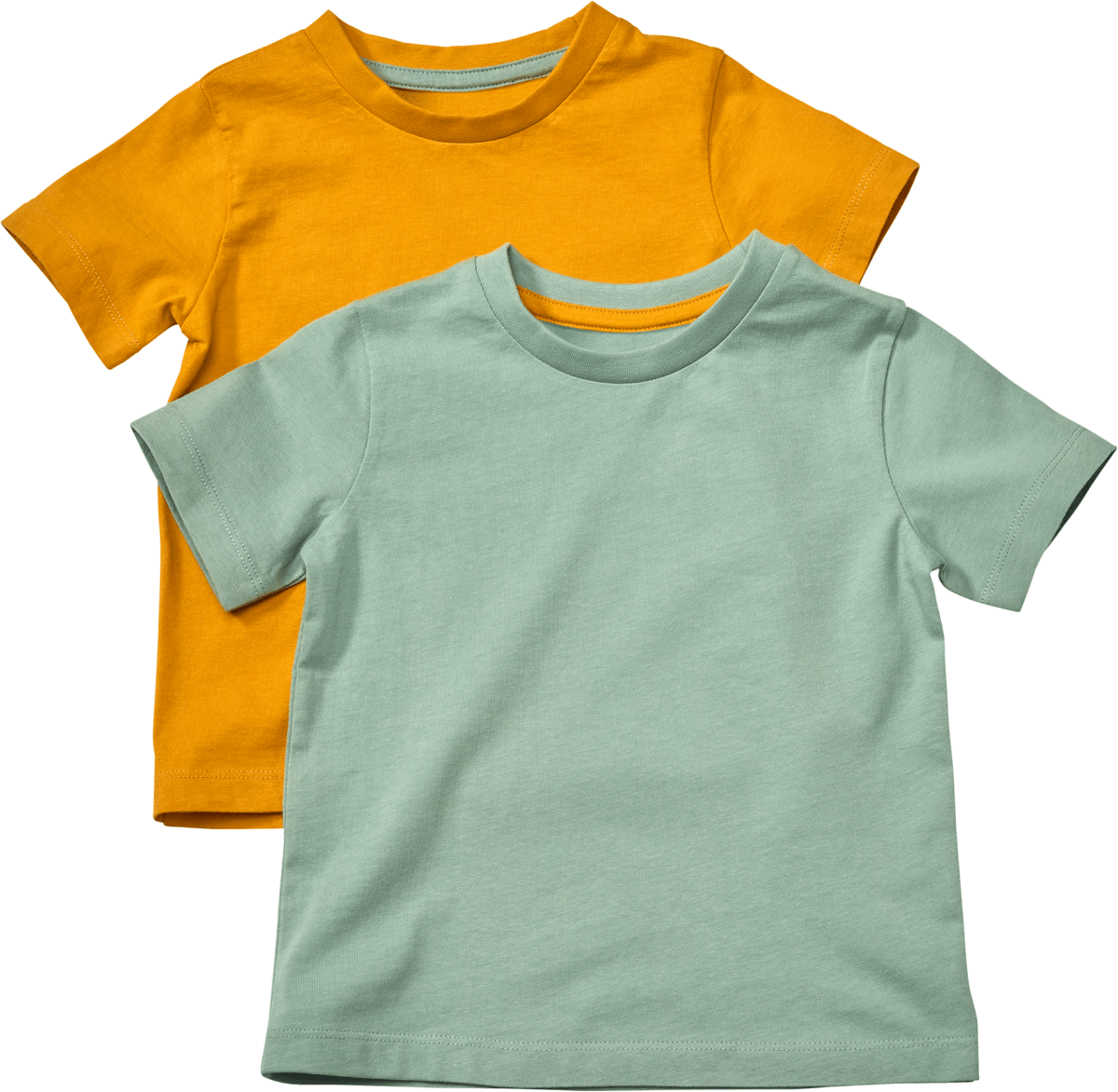 T-Shirts, grün + gelb, Gr. 104, 2 St