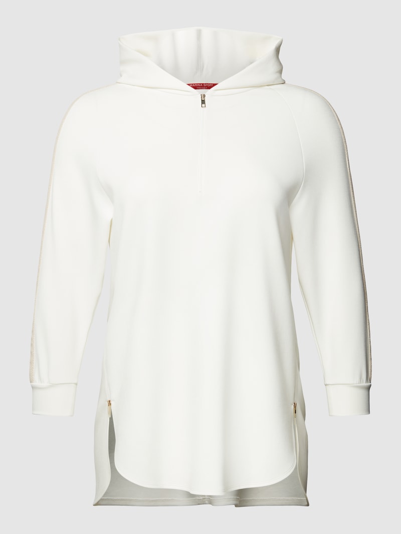 PLUS SIZE Hoodie mit kurzem Reißverschluss Modell 'OLFATTO' in offwhite