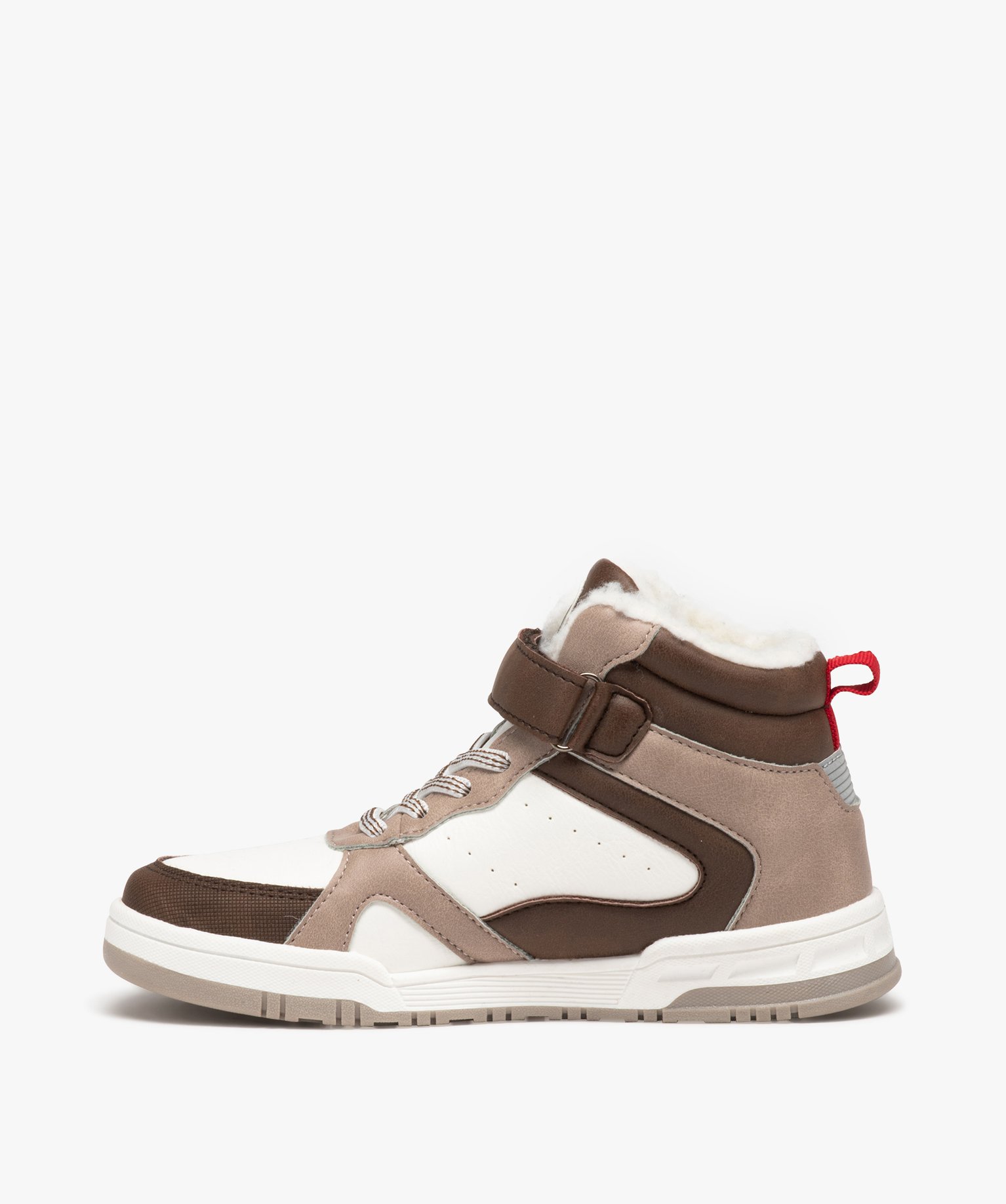 Boots Garçon fourrées dessus bicolores et à scratch - Hobiz taupe | GEMO