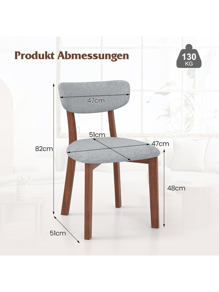 COSTWAY 2er Set Esszimmerstühle in Grau günstig kaufen onesize
