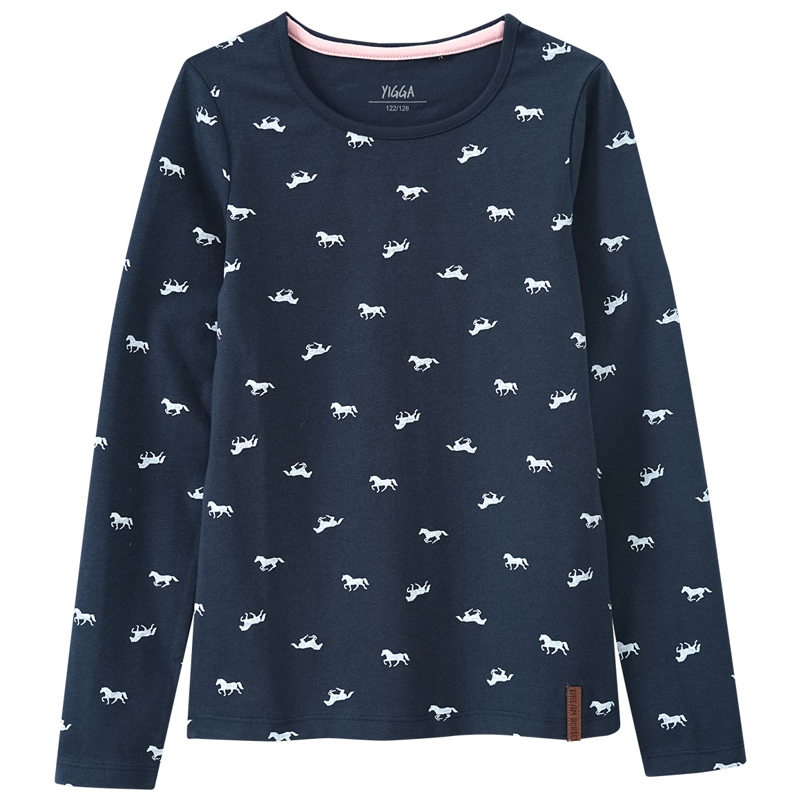 Mädchen Langarmshirt mit Pferde-Allover