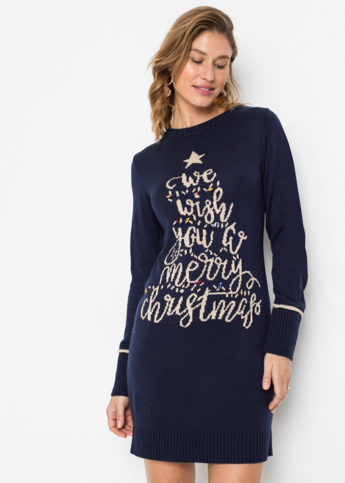 Strickkleid mit Weihnachtsmotiv