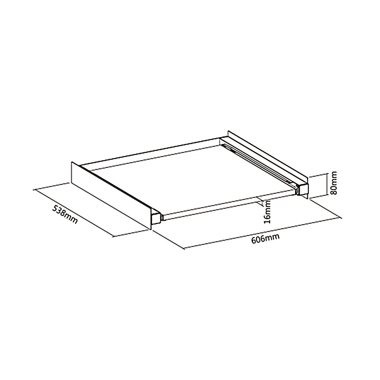 Maclean Waschmaschinenumbauschrank MC-890 Verbindungsrahmen Belastbarkeit: max. 60 kg, Abmessungen: 606x538x80mm, Ablagedicke: 16 mm, Material: Aluminium (Verbindungsrahmen) /Holz (Ablage), Farbe: Weiß