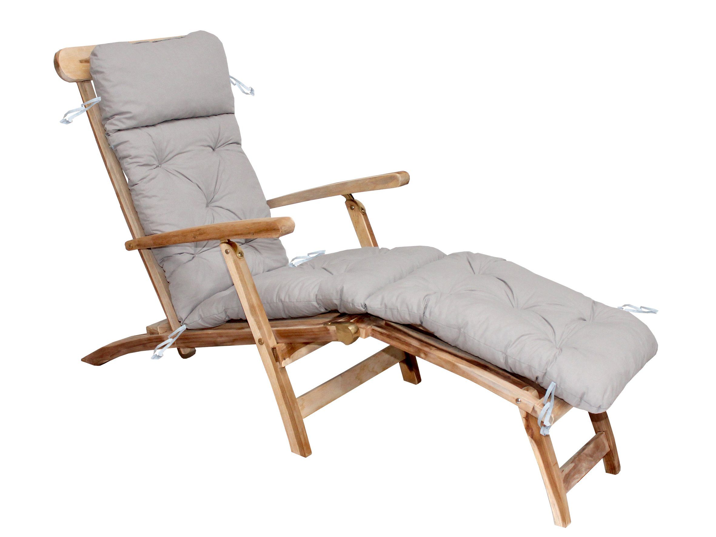 Home Feeling Liegenauflage Deckchair Sitzkissen Sitzpolster für Liege, 195x49 cm hellgrau