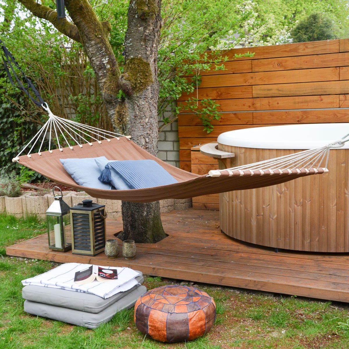 AMANKA Hängematte XXL Hängematte für 2 Personen 285x120cm bis 150 kg, 185x115 cm Hängematte Braun