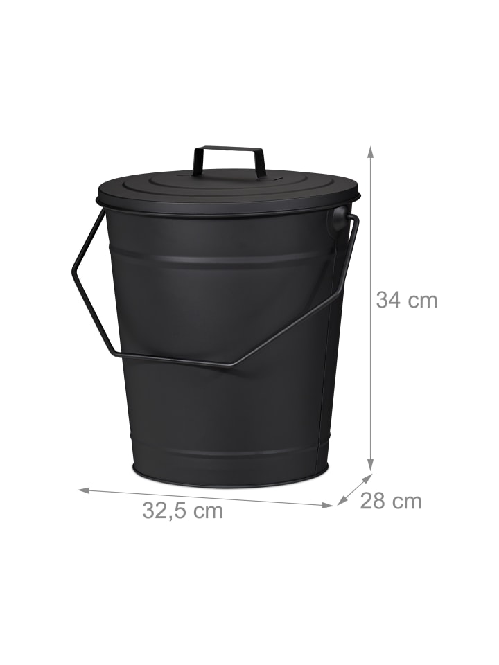 relaxdays Ascheeimer in Schwarz - 12 l günstig kaufen onesize