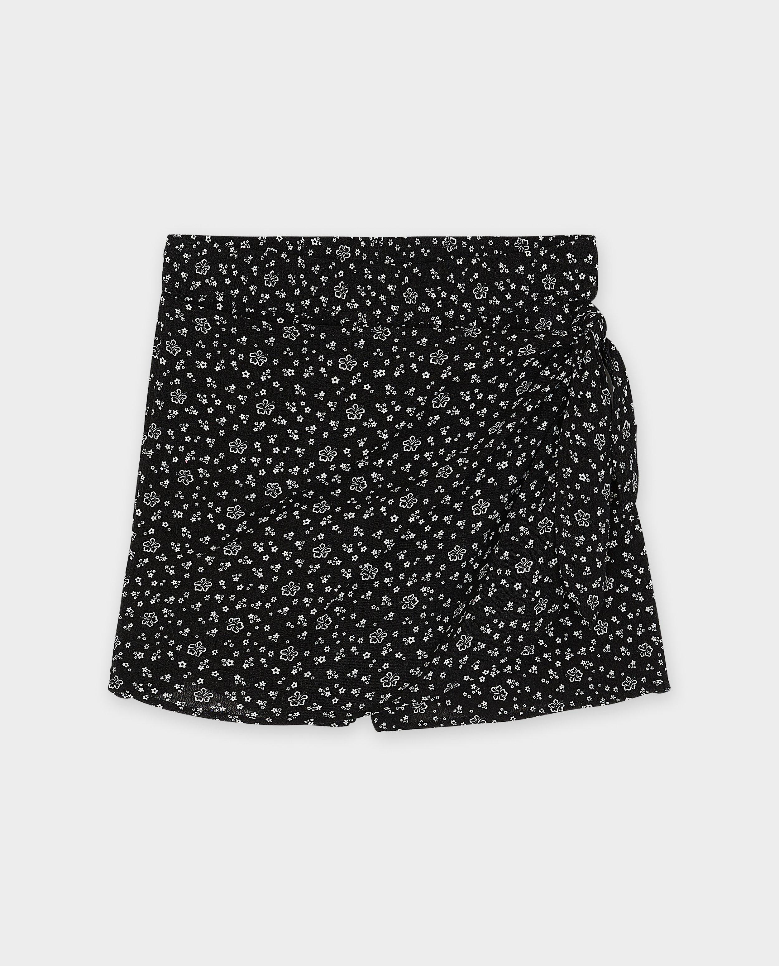 Fustă scurtă groggy cu imprimeu floral negru