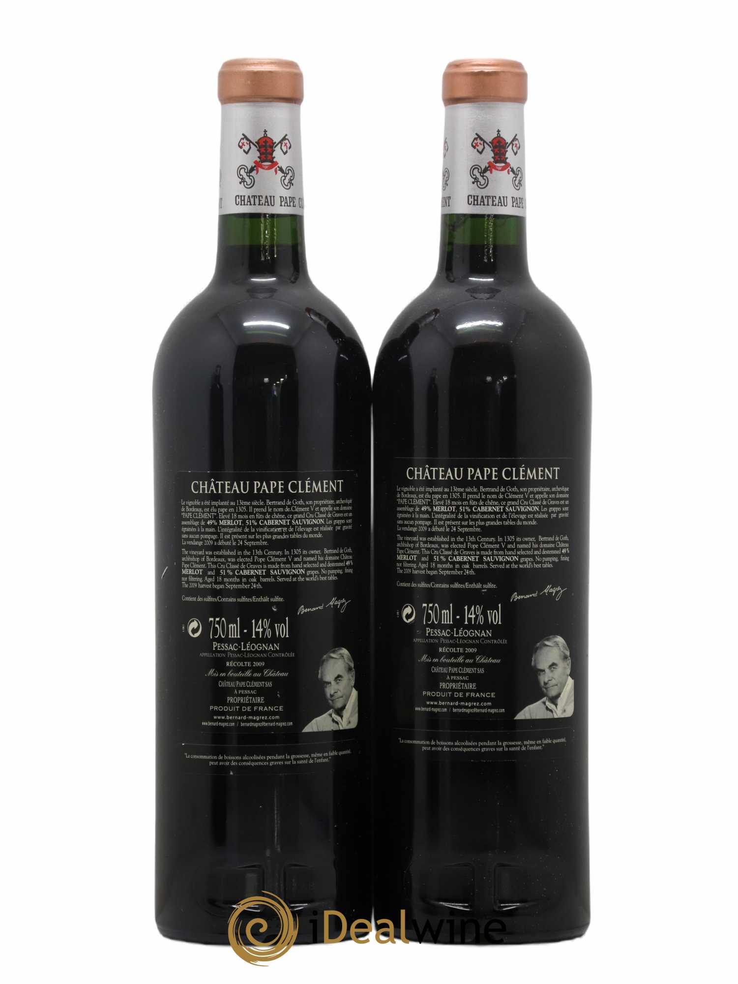 Château Pape Clément Cru Classé de Graves  2009 - Lot de 2 Bouteilles
