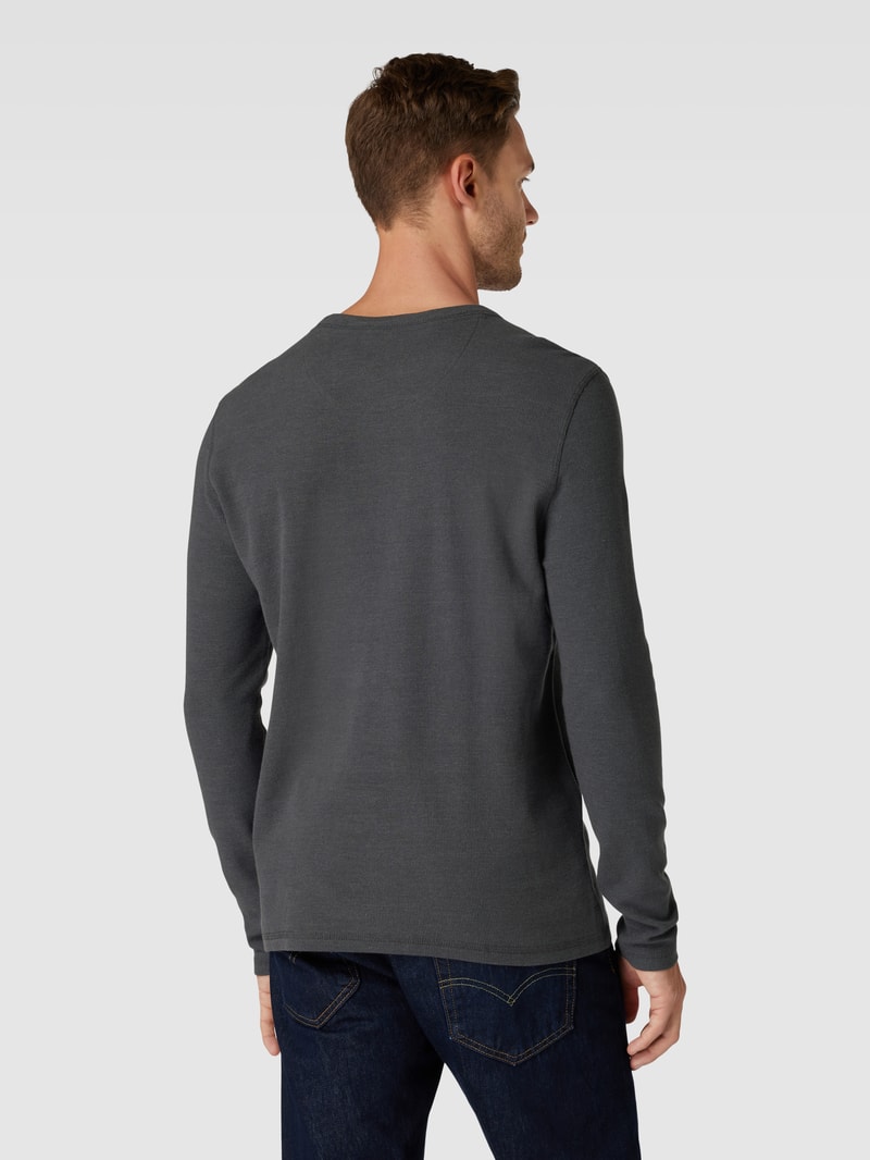 Longsleeve mit Label-Print in dunkelgrau meliert