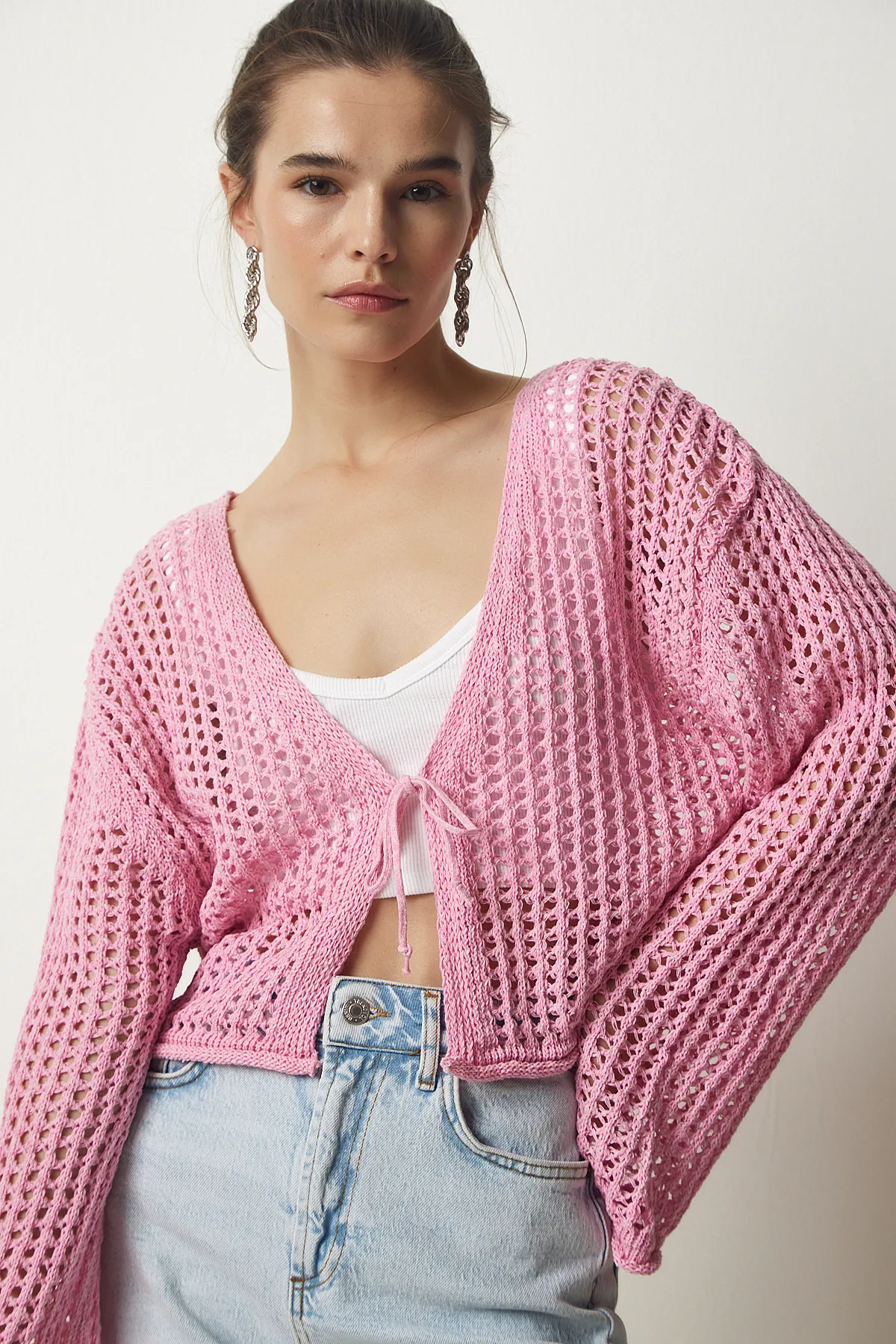 Happiness İstanbul  Strickjacke - Rosa - Regular Fit