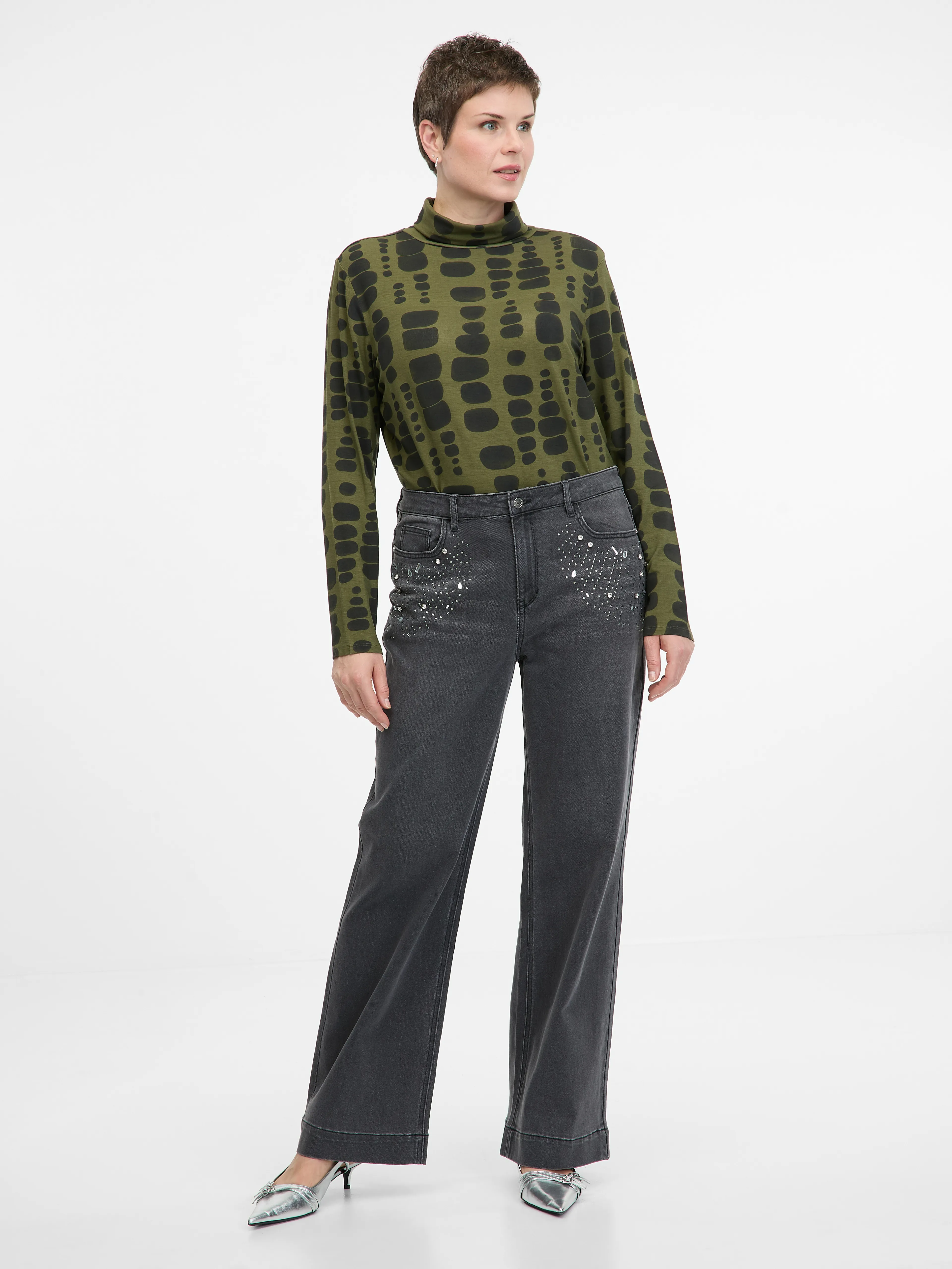 Grünes Damen-Langarm-T-Shirt ORSAY