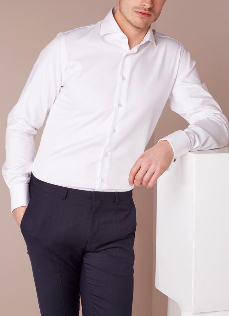 Profuomo srajca slim fit brez likanja z dvojno manšeto