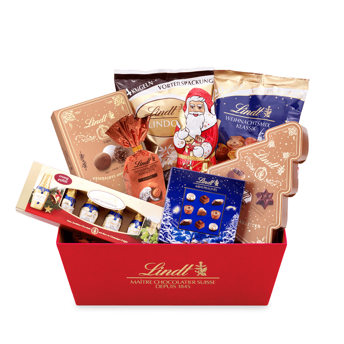 Lindt "Deluxe" Weihnachtsgeschenkkorb, 1161g