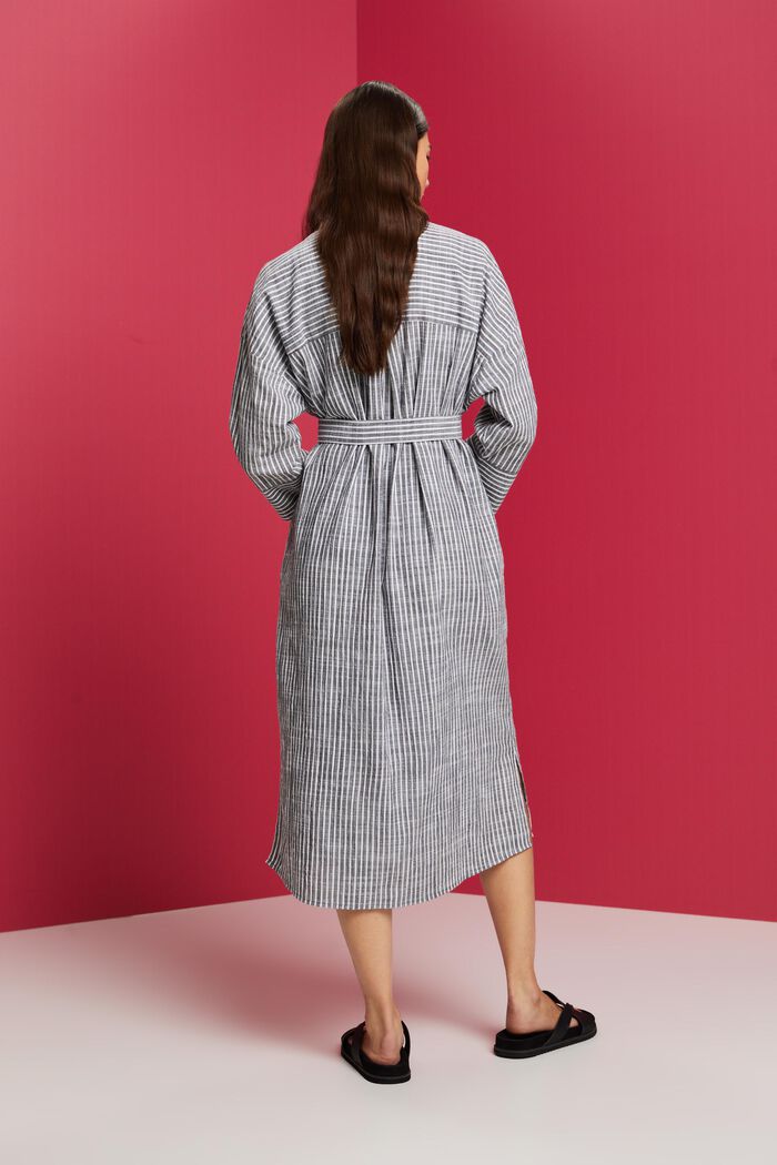 Hemdblusenkleid mit Gürtel, 100 % Baumwolle