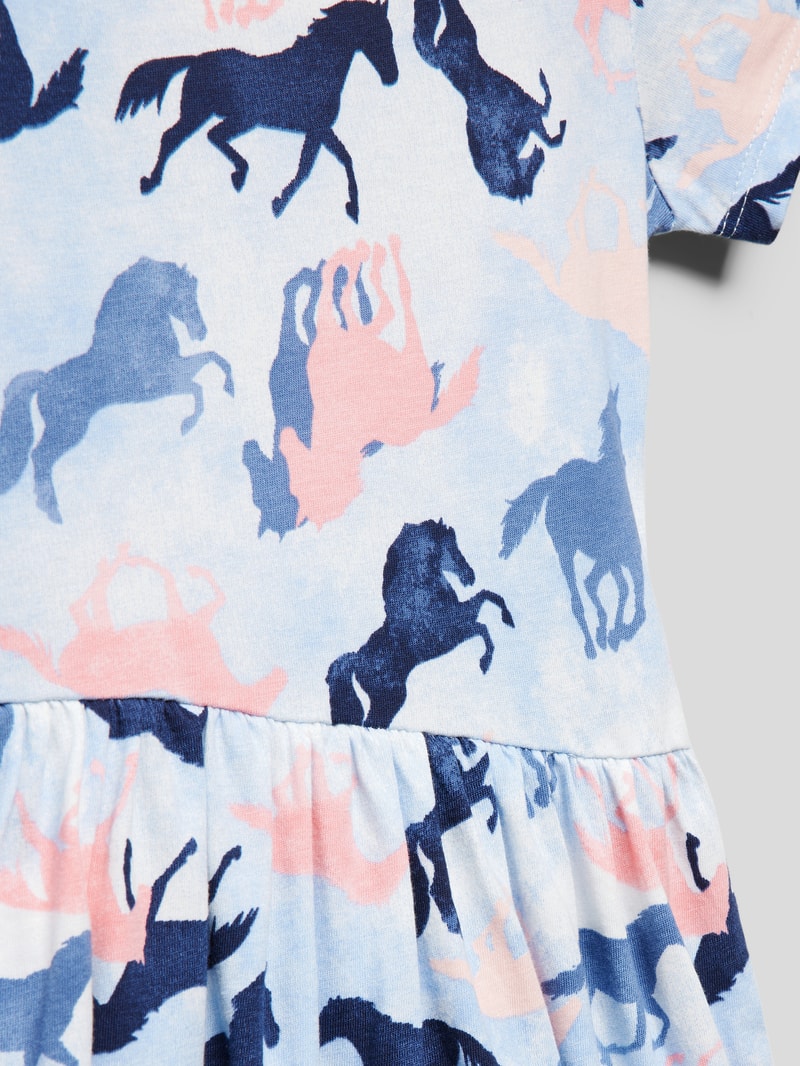 Minikleid mit Allover-Muster in bleu