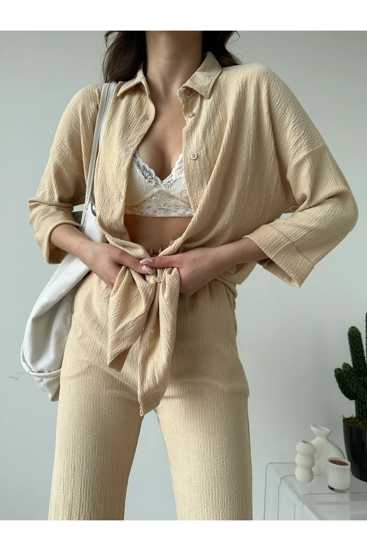 BEJNA  Zweiteiler - Beige - Regular Fit