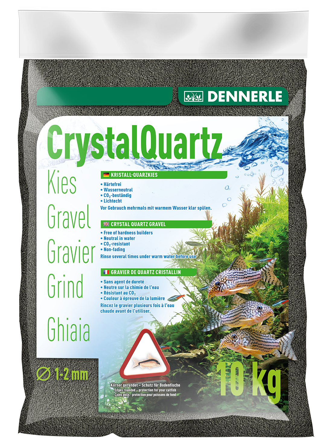 DENNERLE Bodengrund DENNERLE Kristall Quarzkies 10kg diamantschwarz