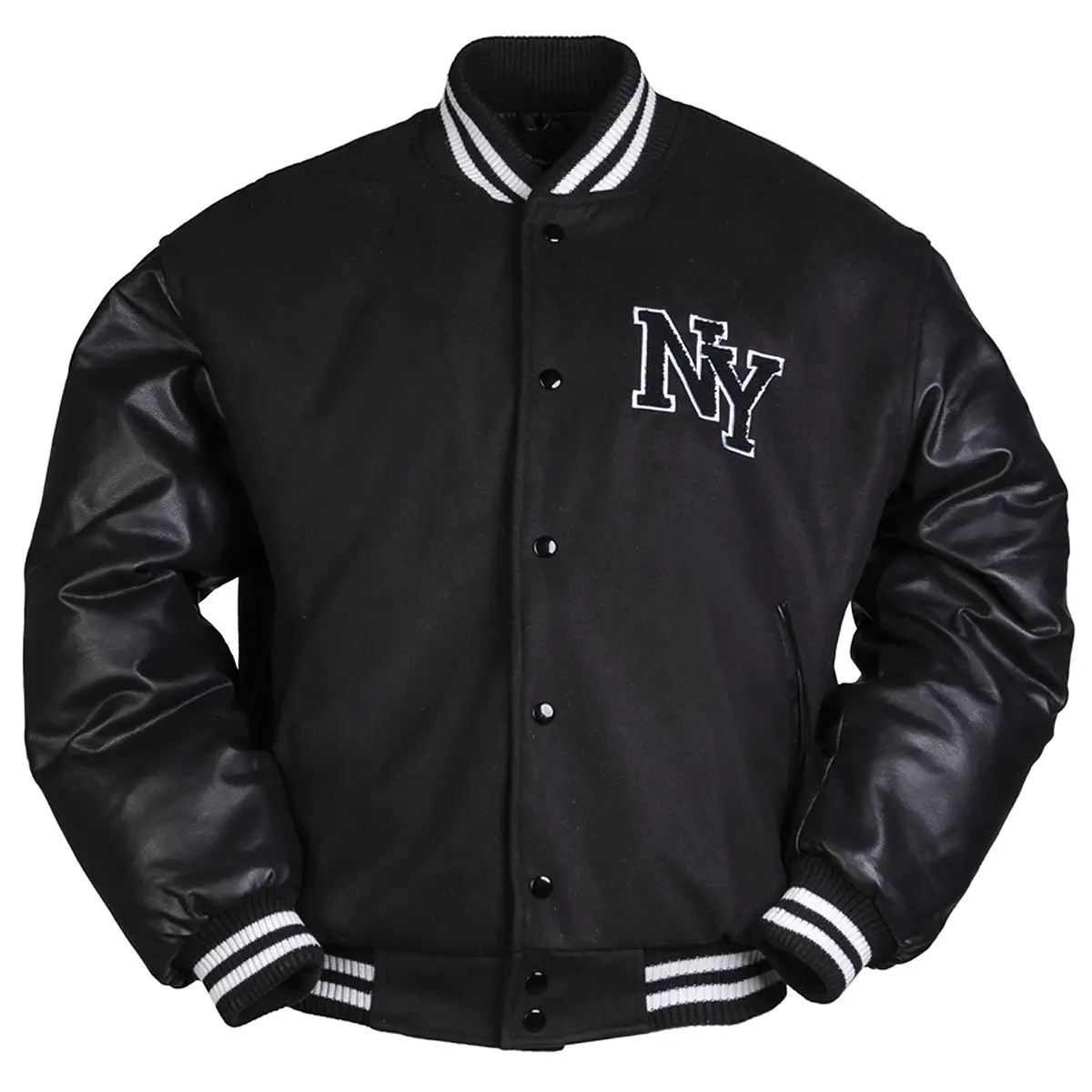 NY Baseballjacke mit Patch schwarz