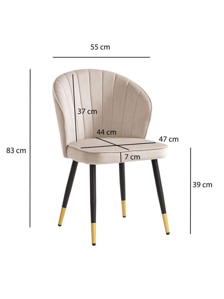 KADIMA DESIGN Esszimmerstuhl 2er Set Samt Küchenstuhl mit Metallbeinen, in Beige günstig kaufen onesize