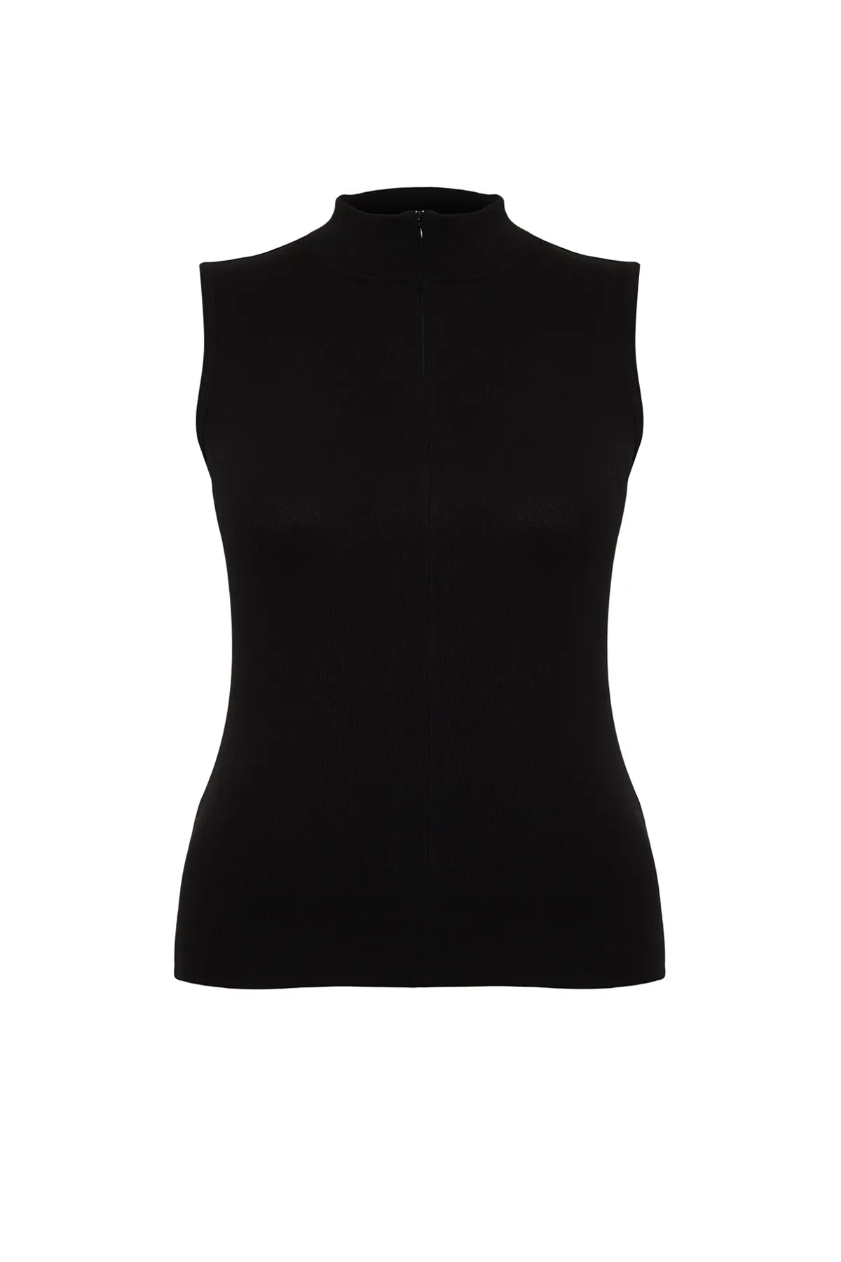 Trendyol Curve  Schwarze Strickbluse mit Reißverschluss TBSSS24AF00040