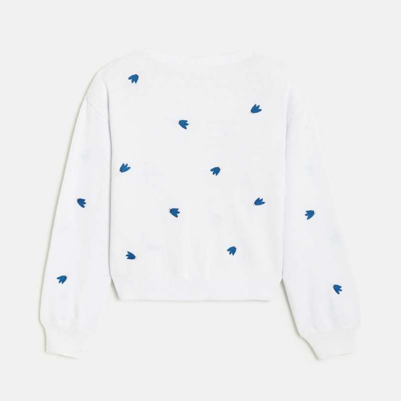 Cardigan fille blanc à motifs oiseaux en tricot Catimini