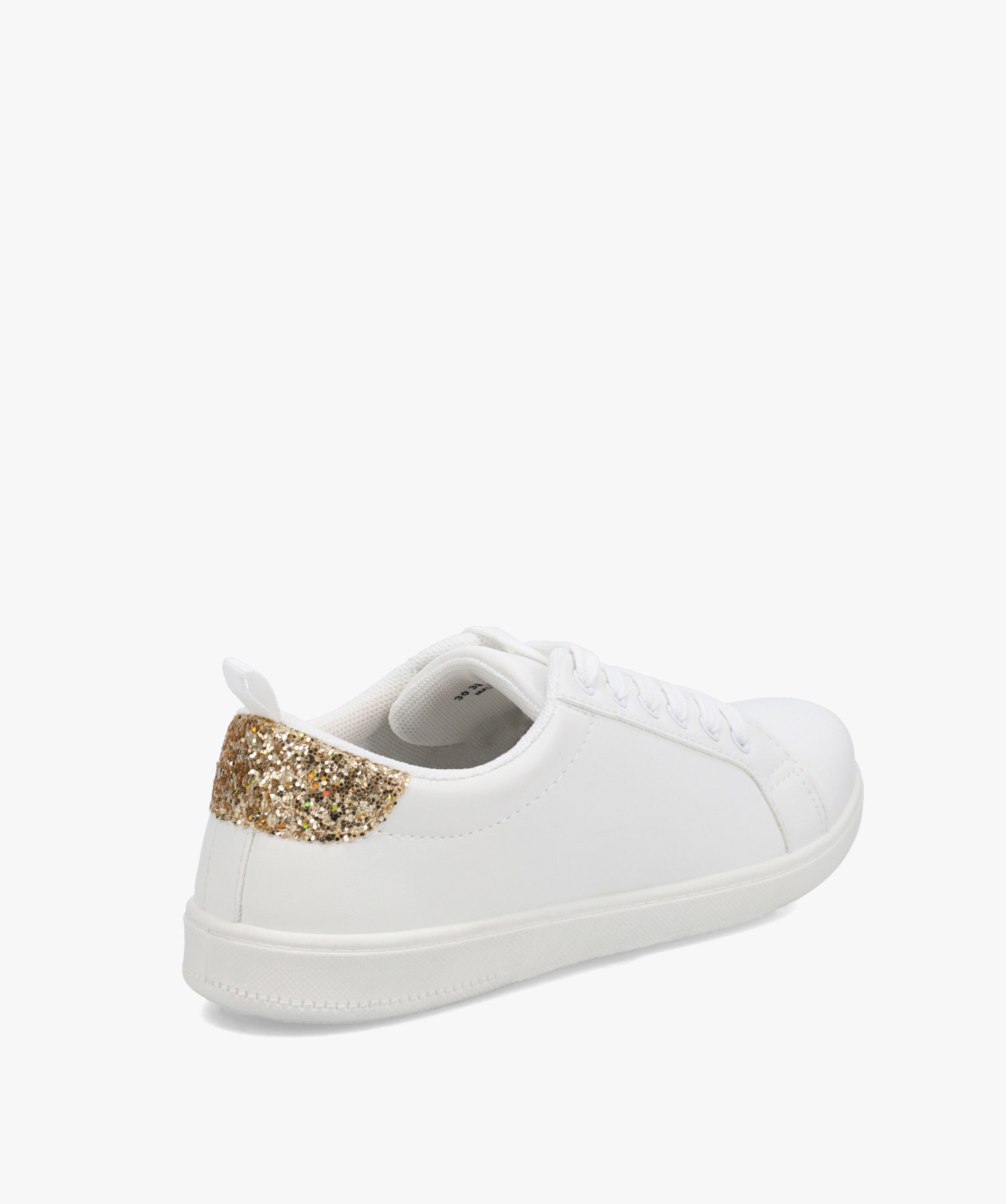 Tennis femme à lacets unies avec contrefort pailleté blanc | GEMO