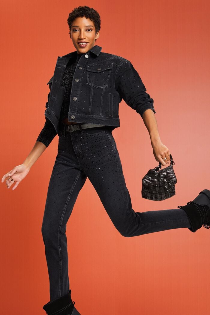 Jeansjacke mit Strass