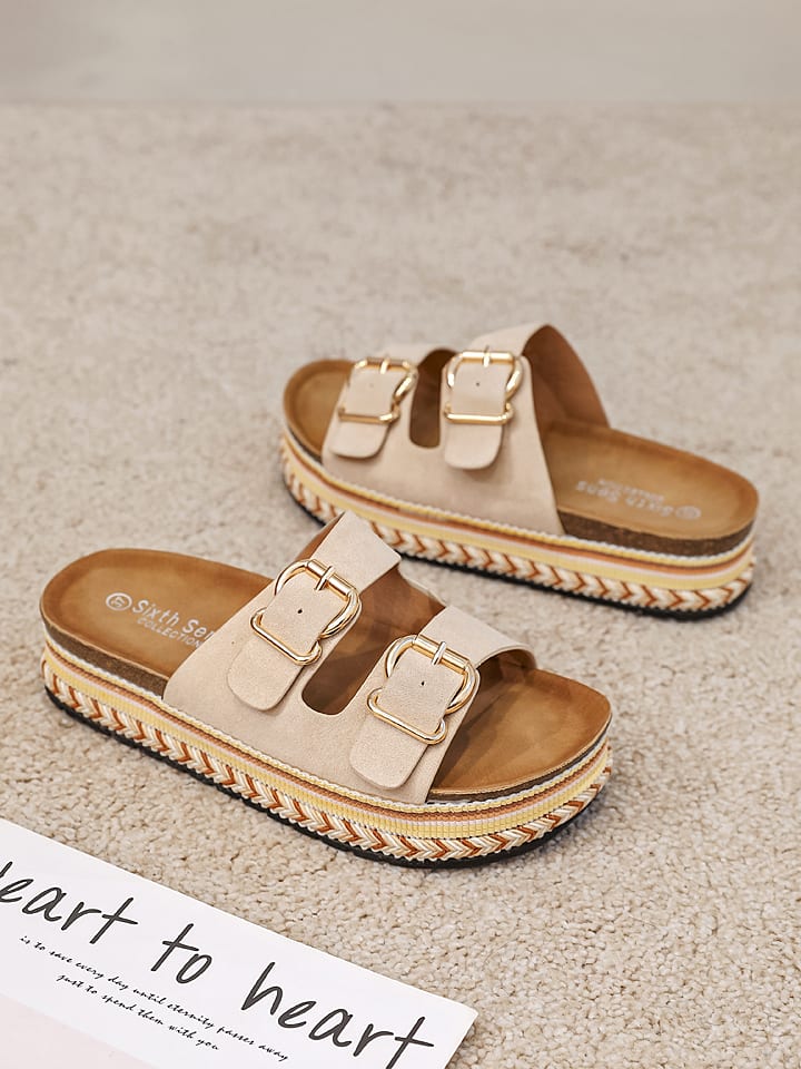 Sixth Sens Pantoletten in Beige günstig kaufen