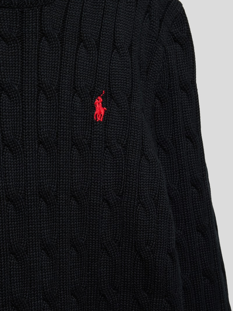 Strickpullover mit Zopfmuster in schwarz