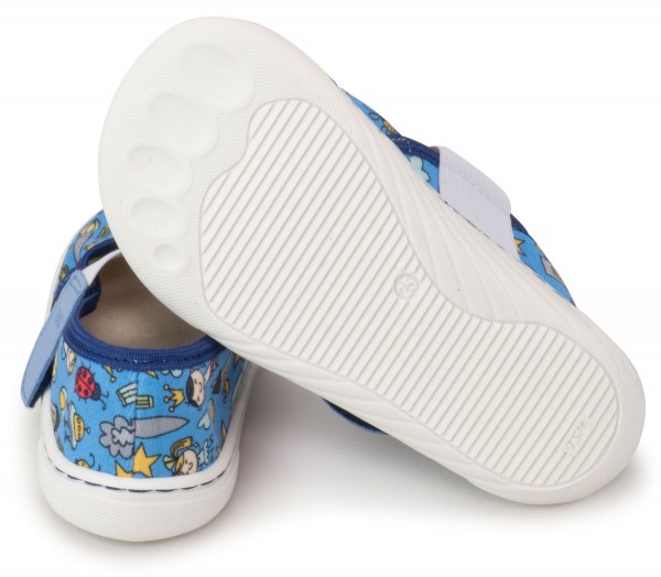 Fare Bare ~ (W) Slipper Wide Klett ~ Blau Print