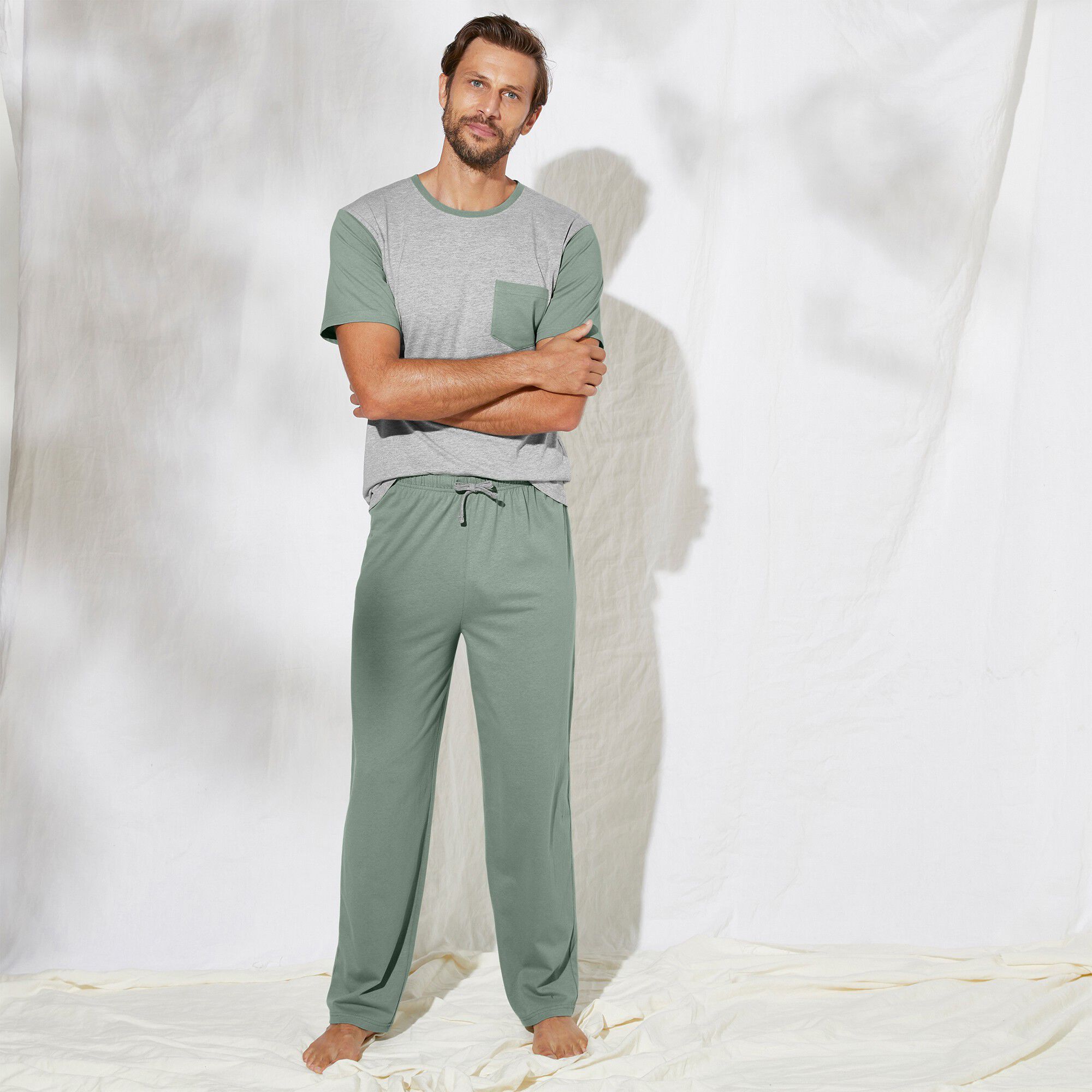 Tee-shirt pyjama bicolore manches courtes