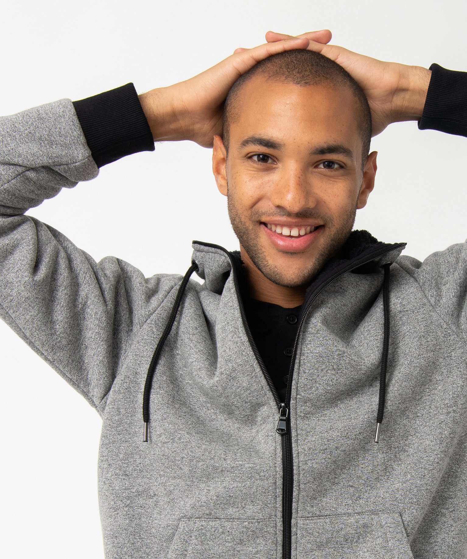 Sweat homme à capuche avec doublure sherpa gris | GEMO