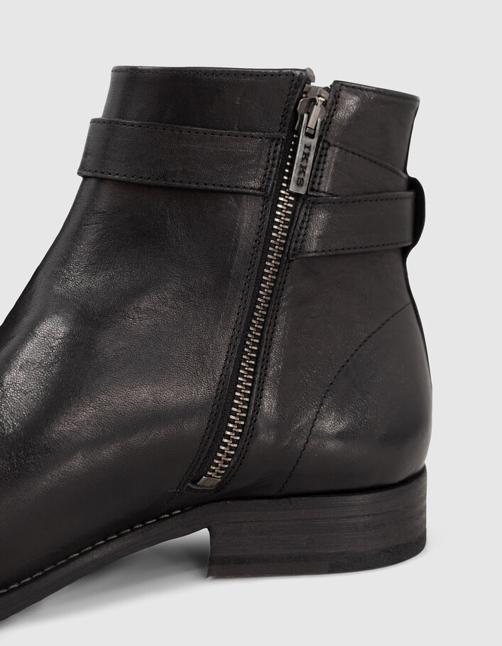 Boots noires en cuir avec bride à boucle Homme