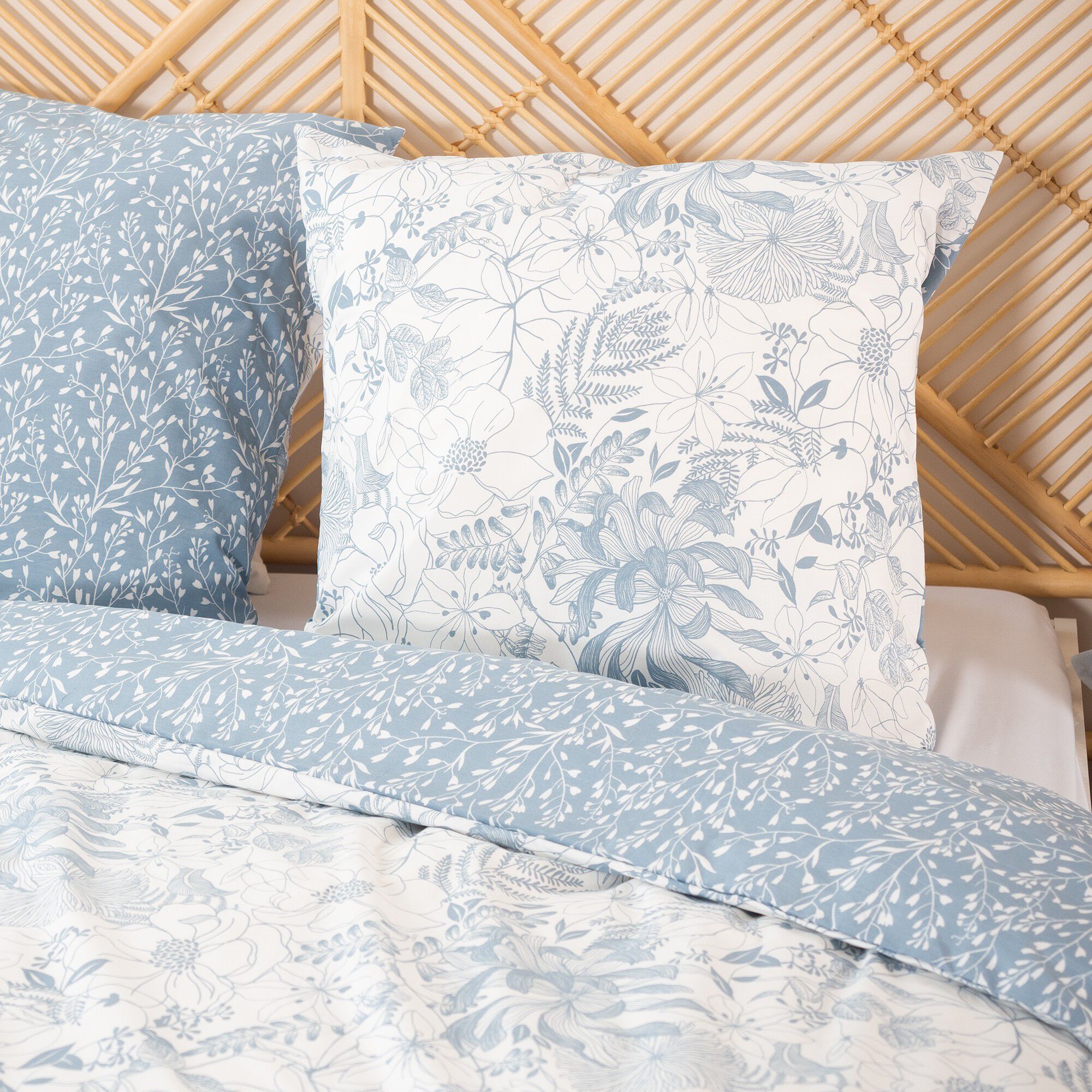 Parure de lit Toile imprimé végétal bicolore