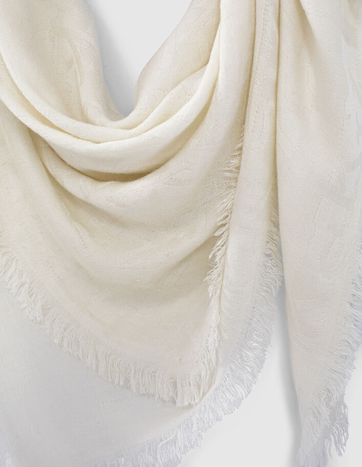 foulard jacquard monogramme IKKS blanc cassé femme