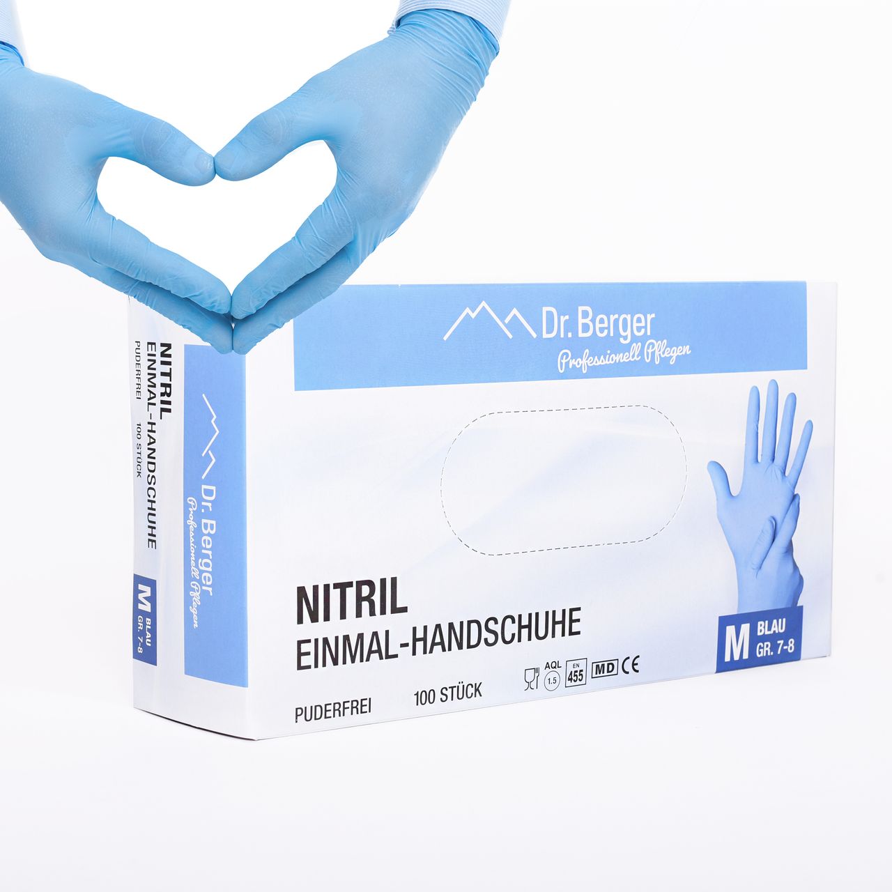 Dr. Berger Nitril Einmalhandschuhe latex- und puderfrei Blau Gr. M