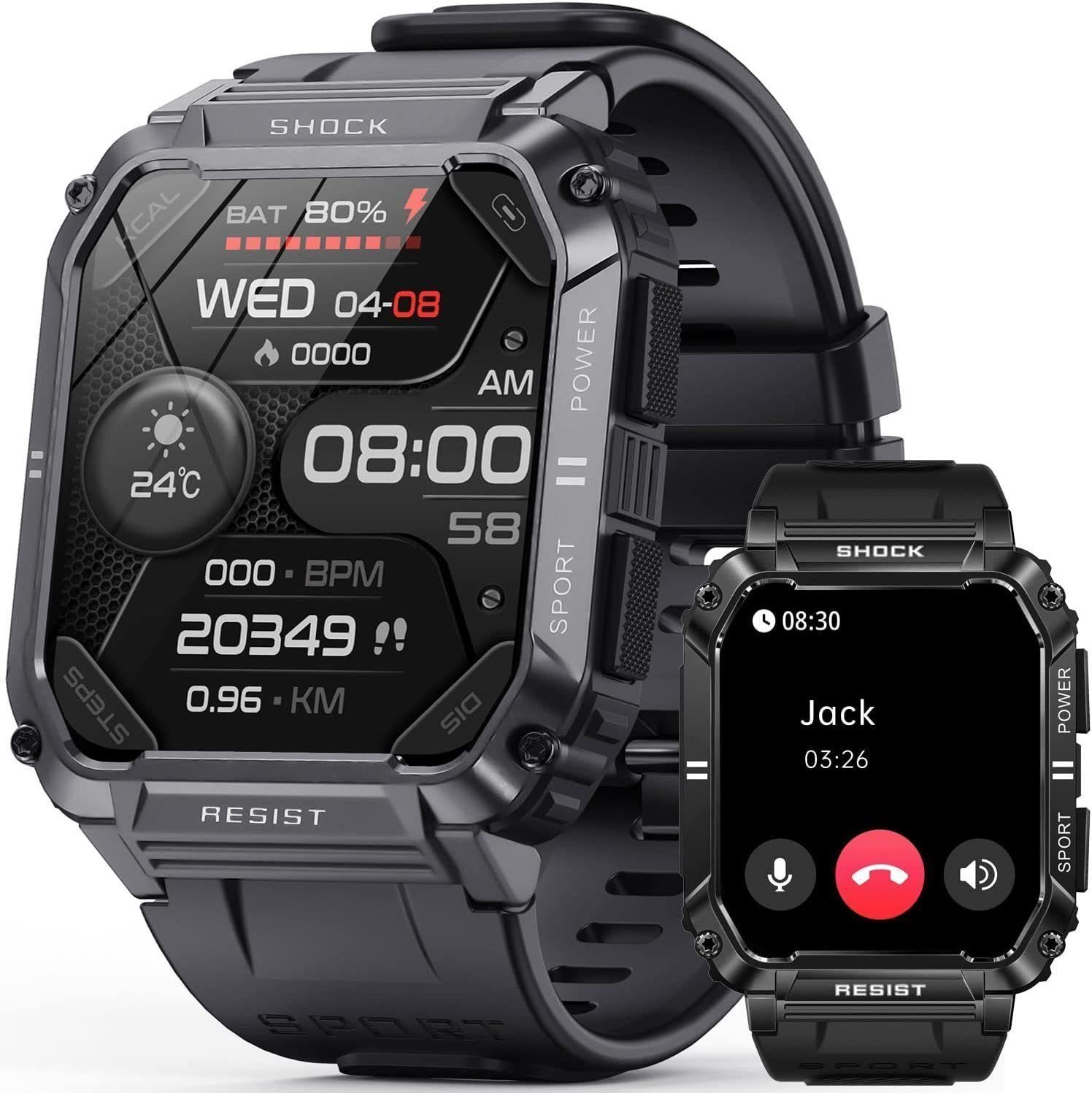 Mutoy Smartwatch, Fitness Tracker Uhr, Damen Herren Smartwatch (Fitnessuhr mit Telefonfunktion 1,95