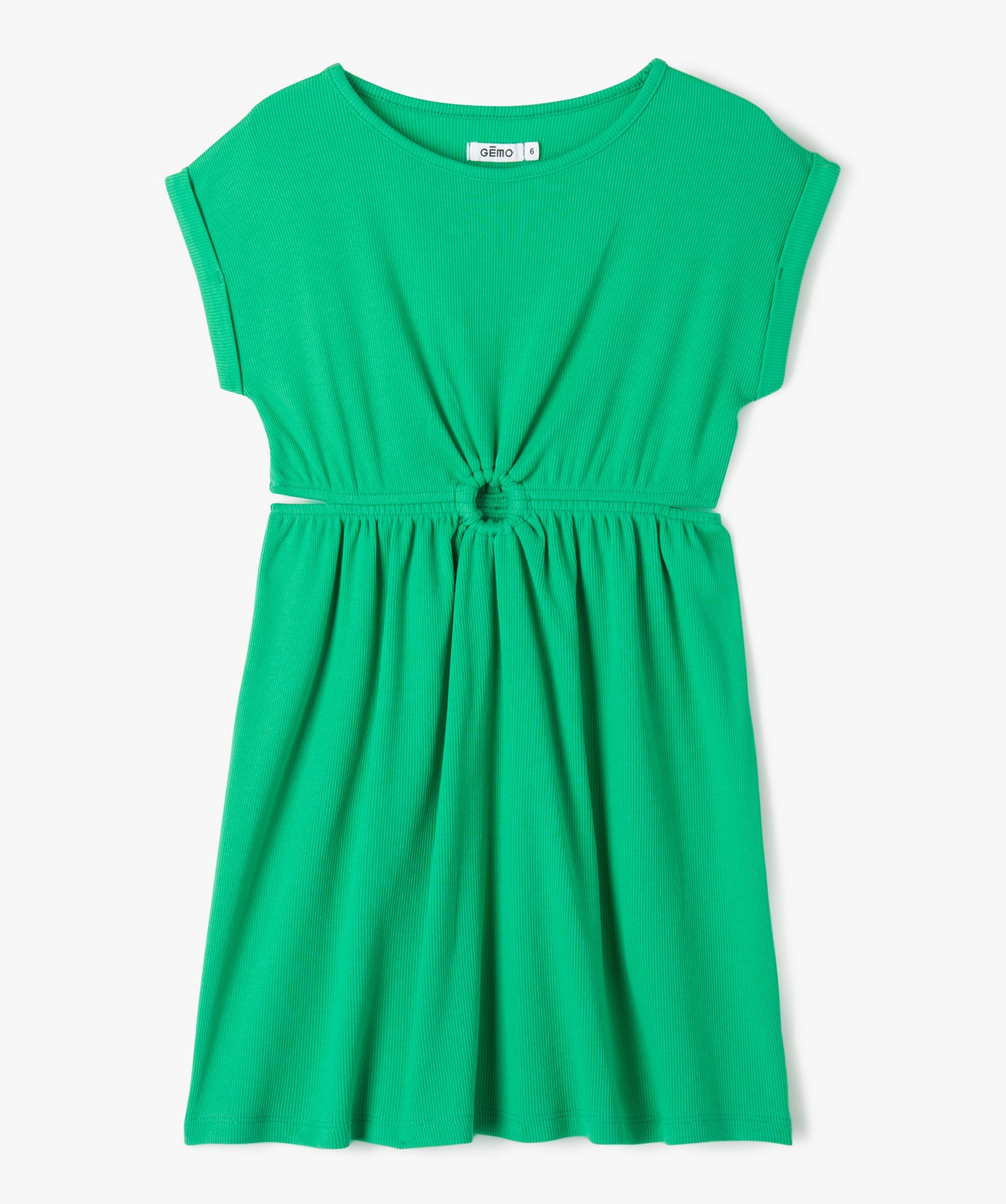 Robe en maille ctelée avec ouvertures à la taille fille ... vert | GEMO