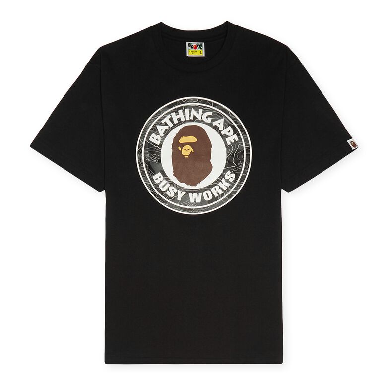 A Bathing Ape Layered Line Camo Busy Works Tee M Black black