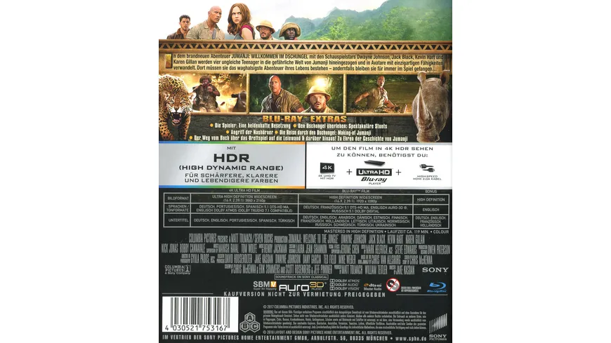Jumanji - Willkommen im Dschungel  (4K Ultra HD) (+ Blu-ray 2D)