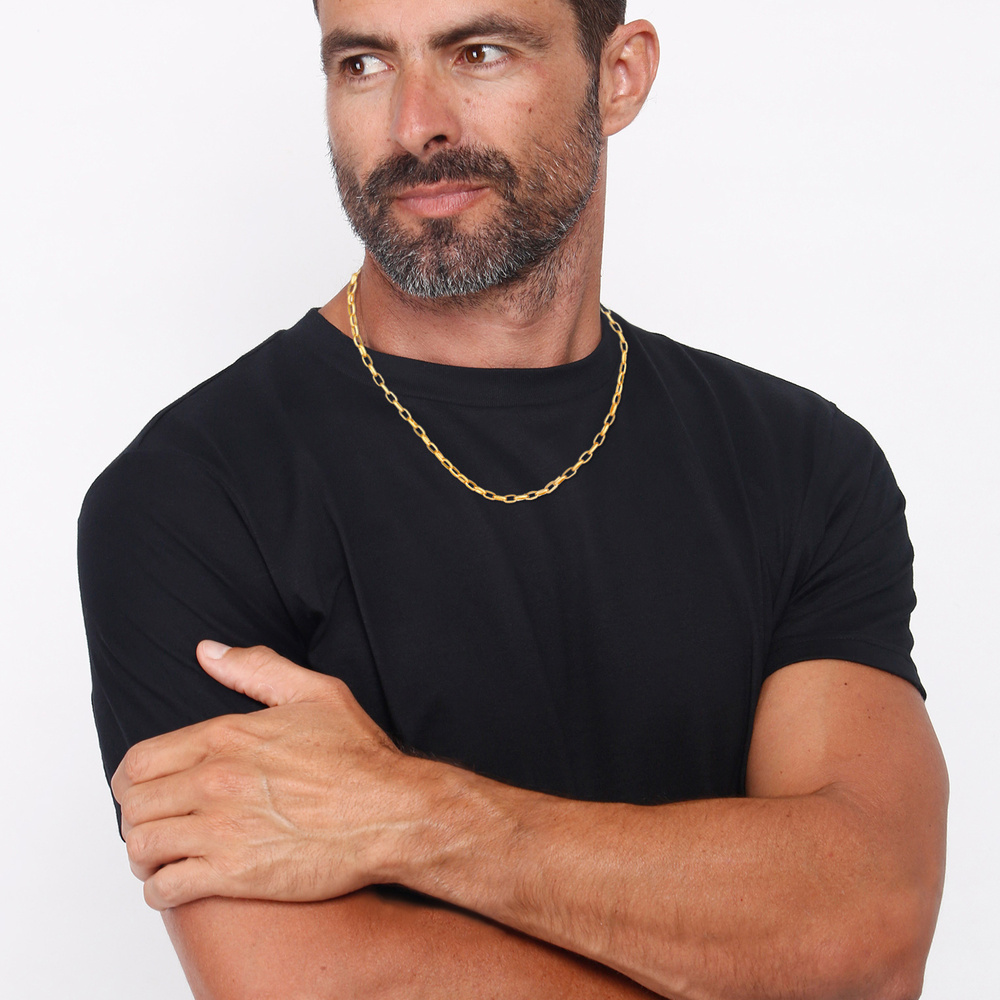 KUZZOI KUZZOI Collier Ancre ronde pour hommes, ovale de base en 925/1000 argent massif collier