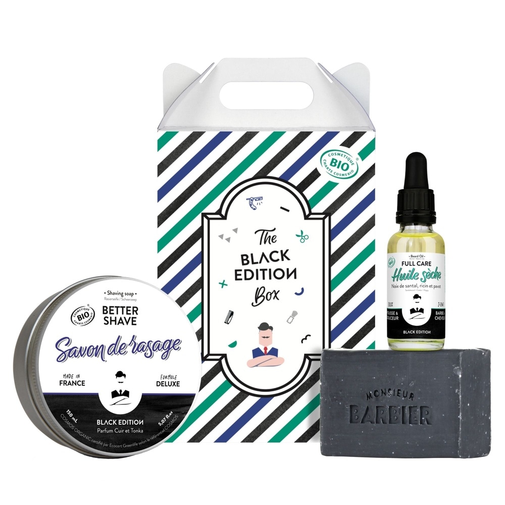 Monsieur Barbier Coffret Black Edition pour Homme Coffret Cadeau de Rasage et Styling pour Hommes