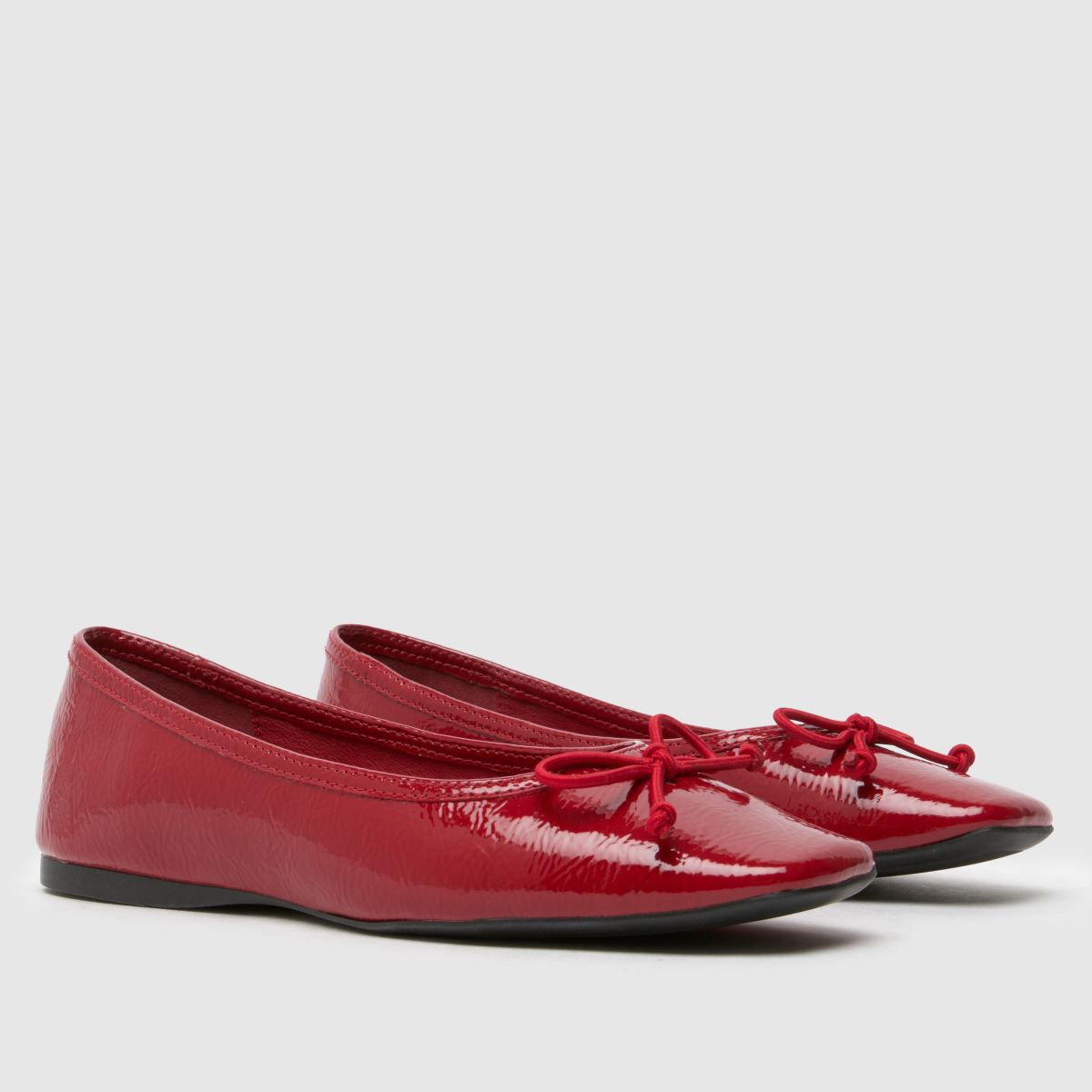 Schuh – Röda ballerinaskor med fyrkantig tå