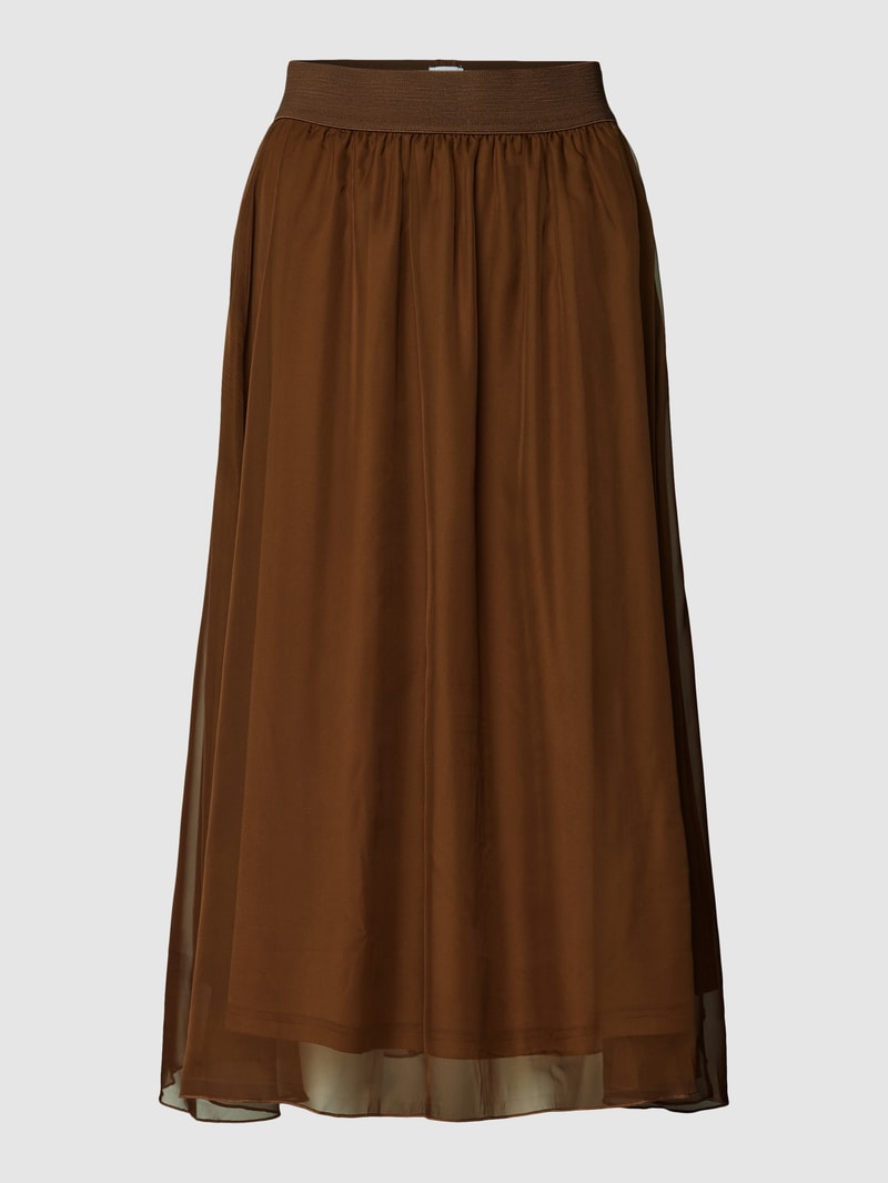 Midirock mit elastischem Bund Modell 'Coral' in cognac