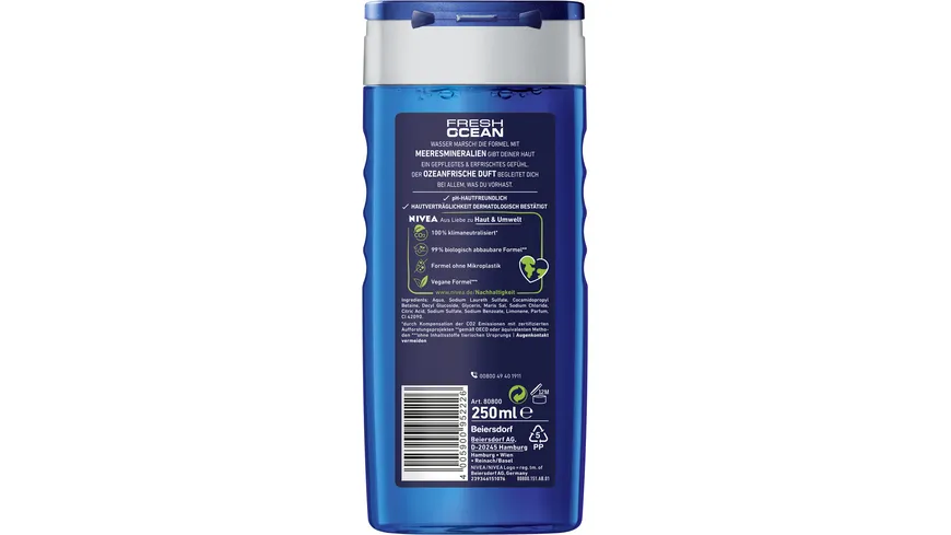 NIVEA MEN Duschgel Fresh Ocean 24H Fresh Effect 250 ml