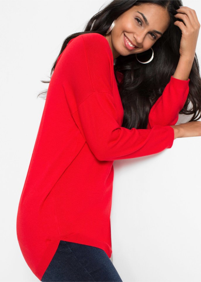 Pullover mit V-Ausschnitt hinten