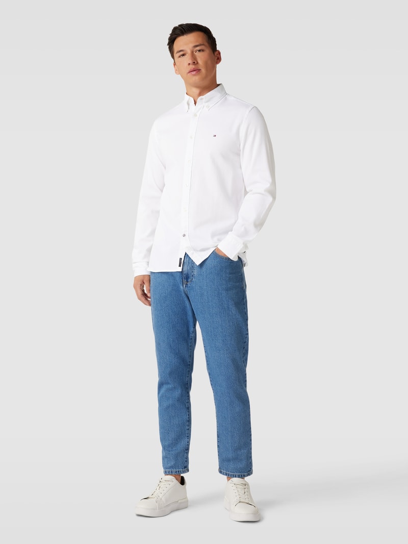 Freizeithemd mit Button-Down-Kragen Modell 'NATURAL' in weiß