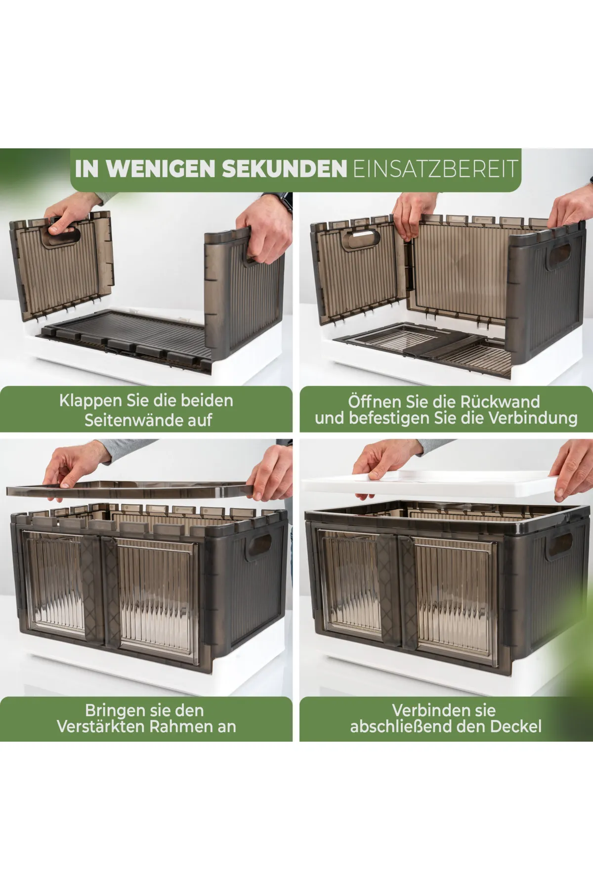 Viwares  Faltbare Aufbewahrungsbox mit Deckel - 2 Stapelbare Aufbewahrungsboxen
