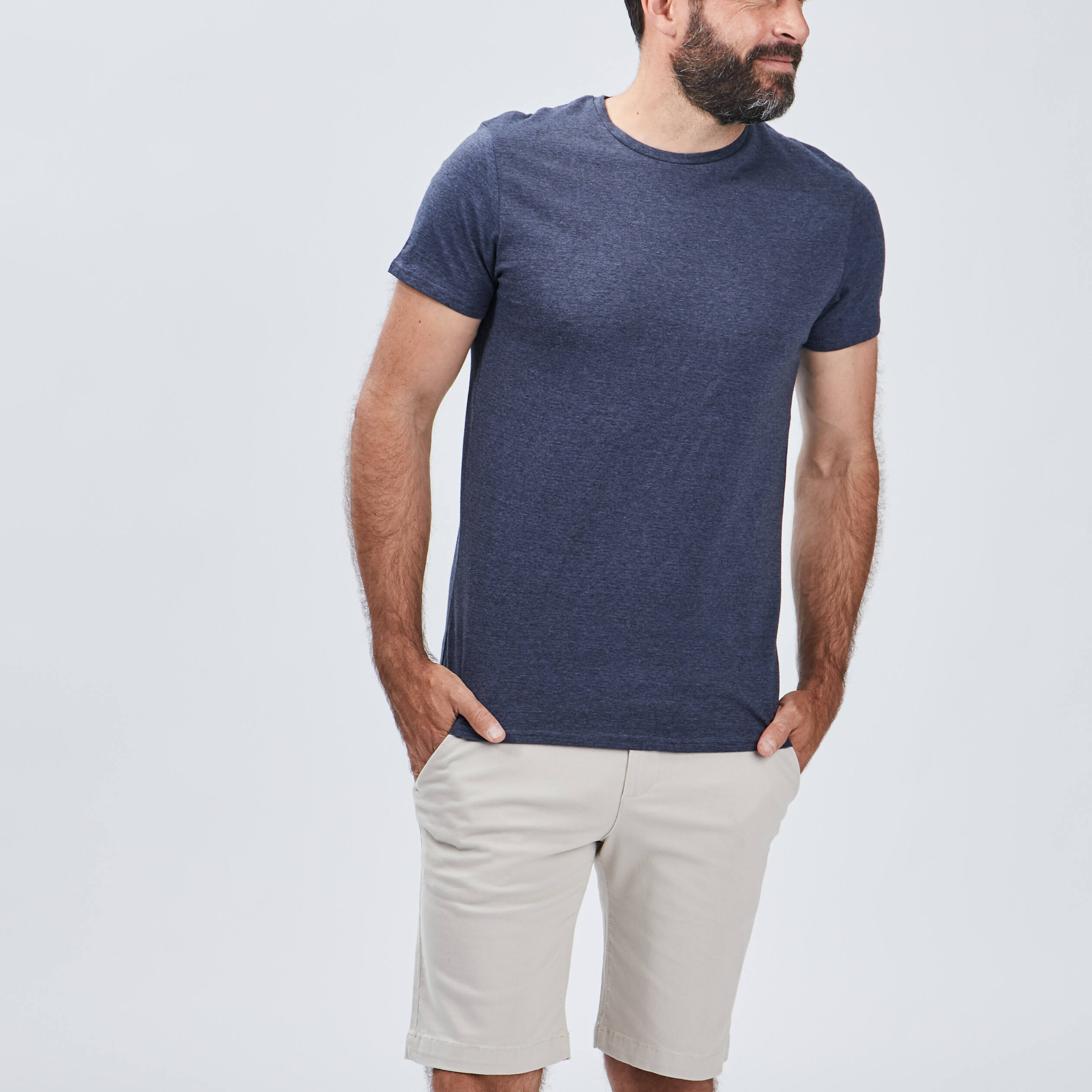 T-shirt coton manches courtes bleu marine homme | La Halle